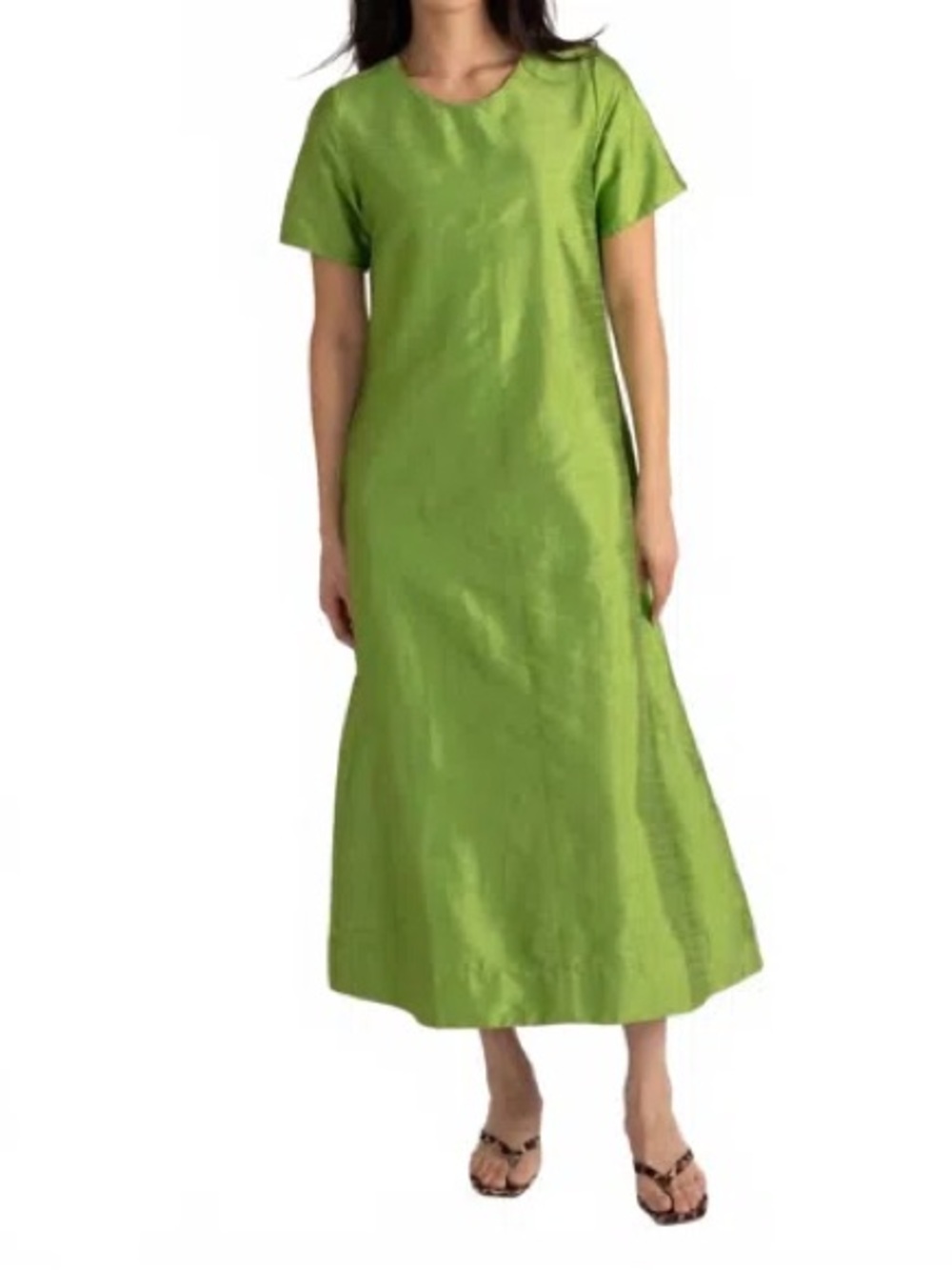 Lime Green Short Sleeve Maxi Dress - Elegant Everyday Style